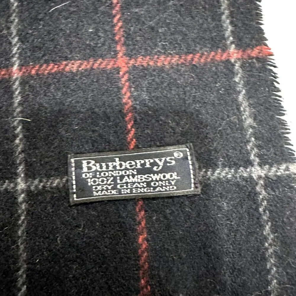 Burberrys Classic Check Scarf Black 100% Lambswool Unisex Scarf Made In England - Picture 3 of 7